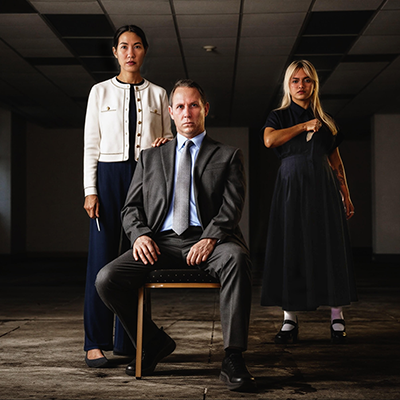 Rob Duval as Caesar, Lacey Chu as Brutus, Ari Agodong as Cassius